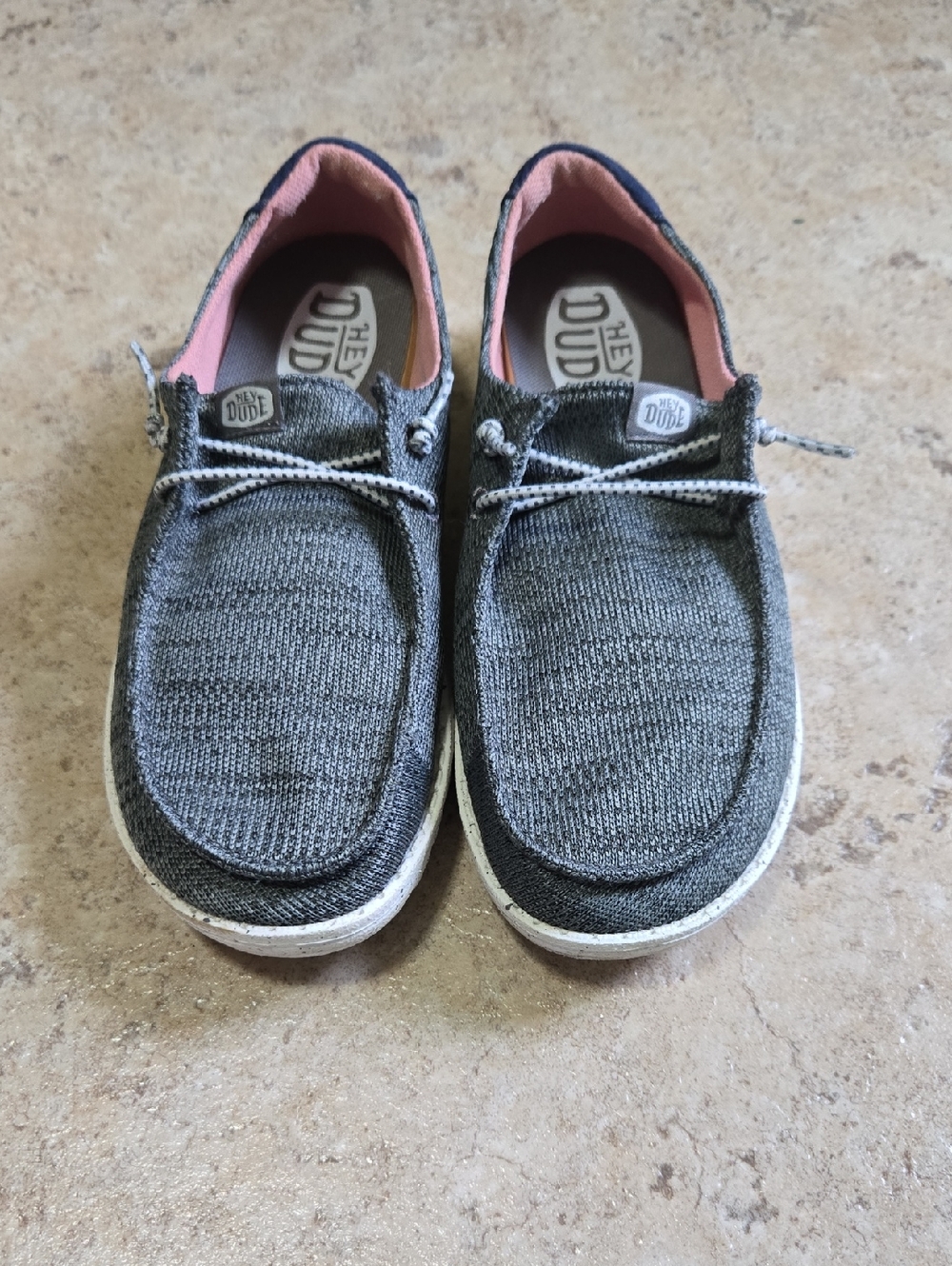 Hey Dude Wendy Youth Sport Mesh Boat Shoe, US 6Y, Gray And Salmon